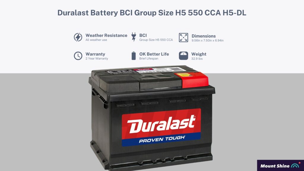 Duralast Battery BCI Group Size H5 550 CCA H5-DL
