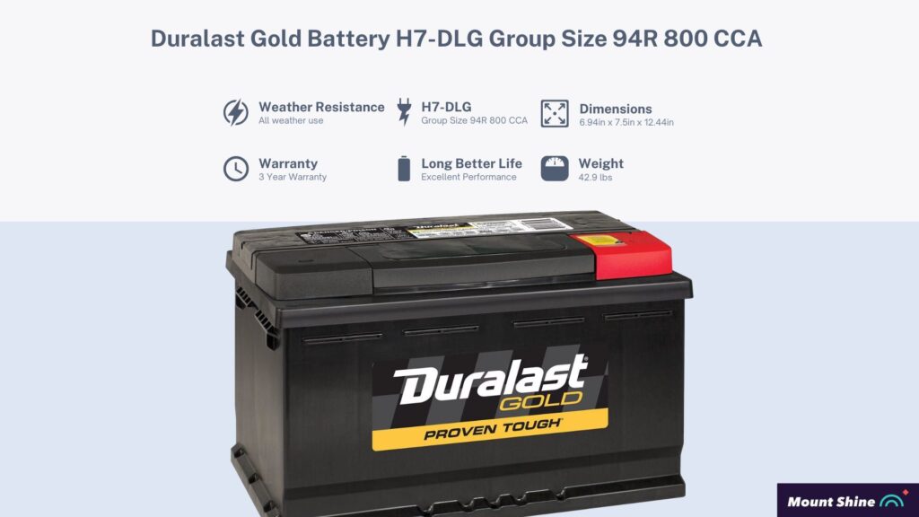 Duralast Gold Battery H7-DLG Group Size 94R 800 CCA