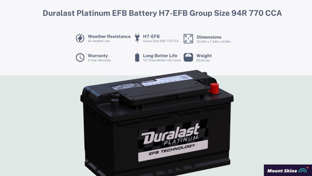 Duralast Platinum EFB Battery H7-EFB Group Size 94R 770 CCA
